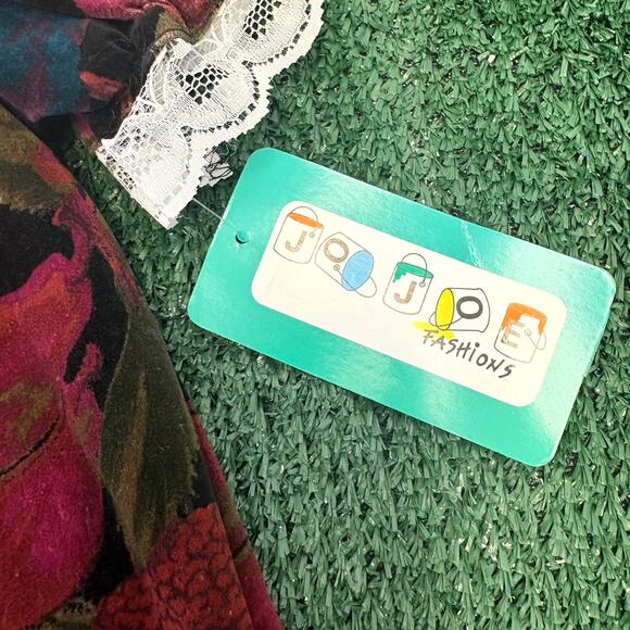 Vintage 80s Jo Joe Fashions Jumpsuit Girls 18 Months Velvet Floral Lace Collar - Picture 3 of 5